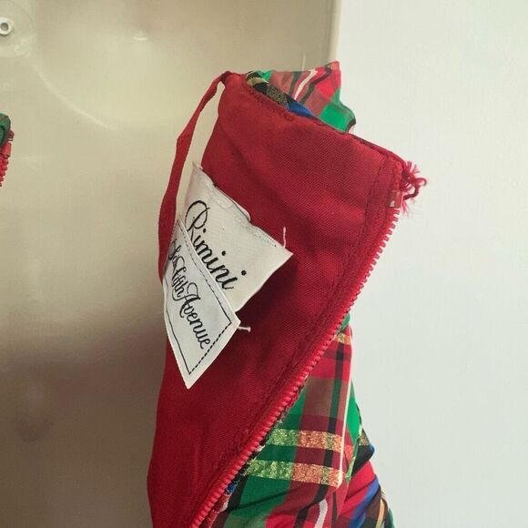 Rimini Saks 5th Avenue 80s Women’s Tartan Plaid Holiday Party Cocktail Dress - Picture 7 of 16